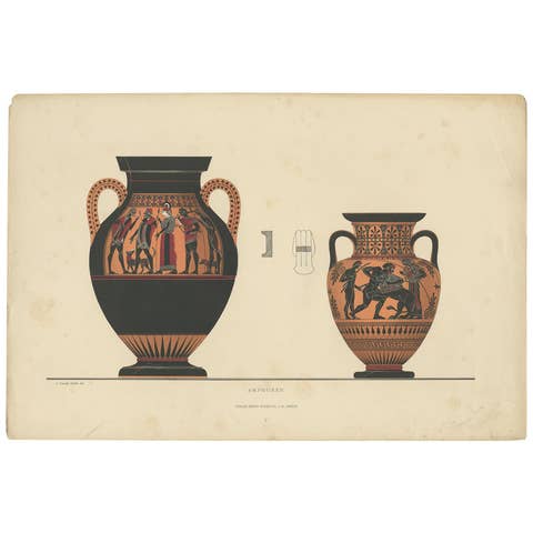 Antique Print of Greek Ceramics 'Amphoren' by Genick, 1883