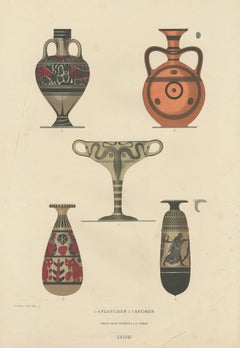 Antique Print of Greek Ceramics 'Flaschen/Becher' by Genick, 1883