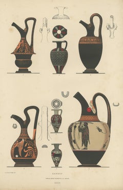 Antique Print of Greek Ceramics 'Kannen' by Genick, 1883