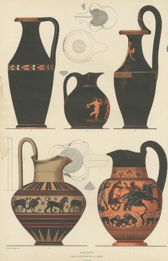 Antique Print of Greek Ceramics 'Kannen' by Genick, 1883
