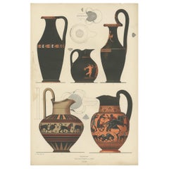 Antique Print of Greek Ceramics 'Kannen' by Genick, 1883