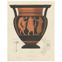 Stampa antica originale della ceramica greca "Krater" di Genick del 1883