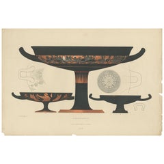 Antique Print of Greek Ceramics 'Kylix' by Genick, 1883