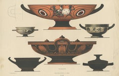 Antique Print of Greek Ceramics 'Schalen' by Genick '1883'