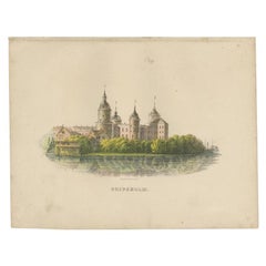 Antique Print of Gripsholm Castle in Stockholm, Sweden, c.1864
