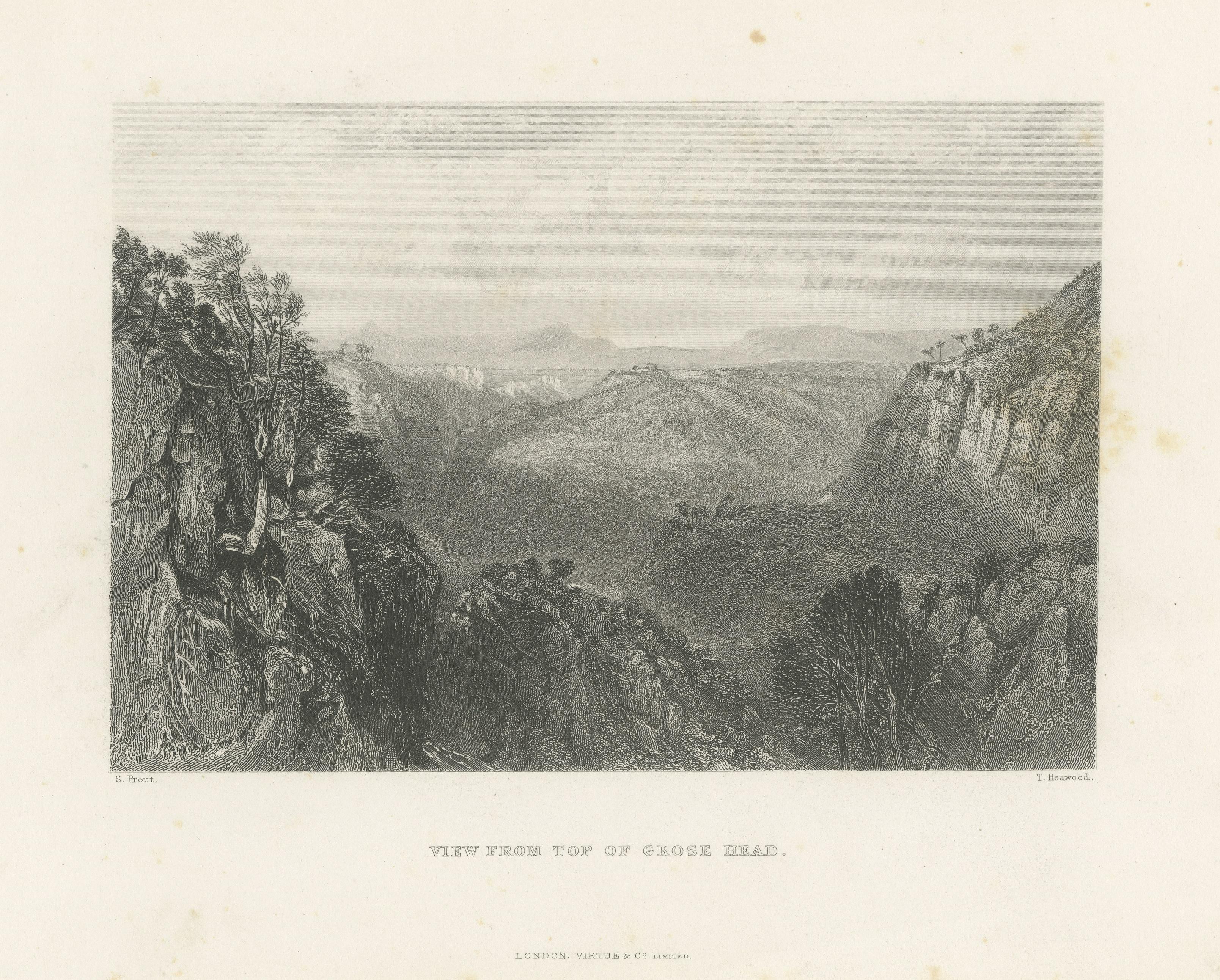 Antique Print of Grose Head, Blue Mountains National Park, Australia In Fair Condition For Sale In Langweer, NL