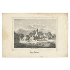 Gravure ancienne de Großdobritz, village de Niederau, Allemagne, c.1840