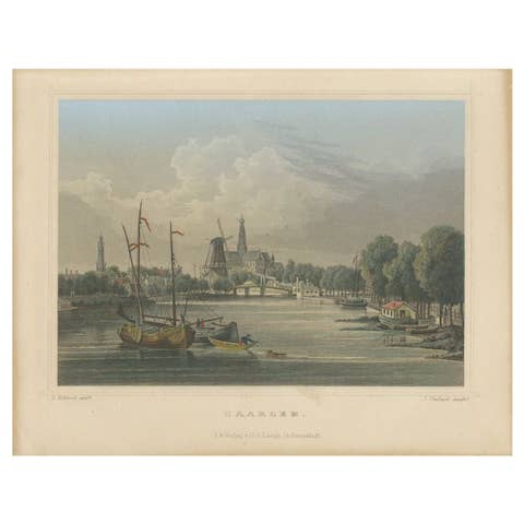 Antique Print of Haarlem, town in The Netherlands, 1863