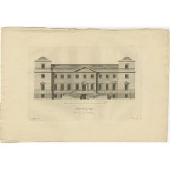Antique Print of Hagley Hall in Worcestershire, England, ca.1770
