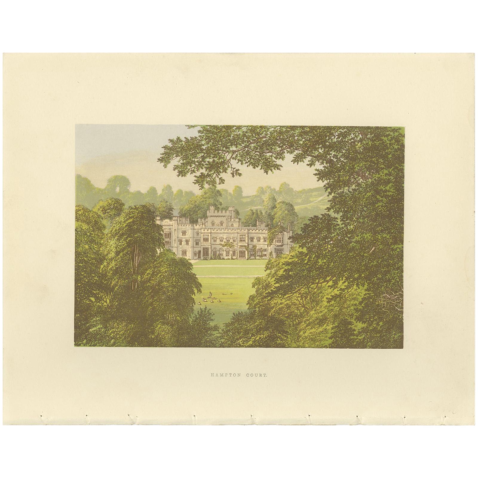 Antique Print of Hampton Court by Morris, 'circa 1880' For Sale