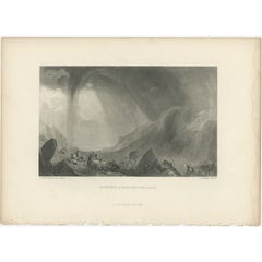 Antique Print of Hannibal's Crossing of the Alps, 1879