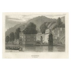 Stampa antica della città di Haridwar nell'Uttarakhand, India, 1837