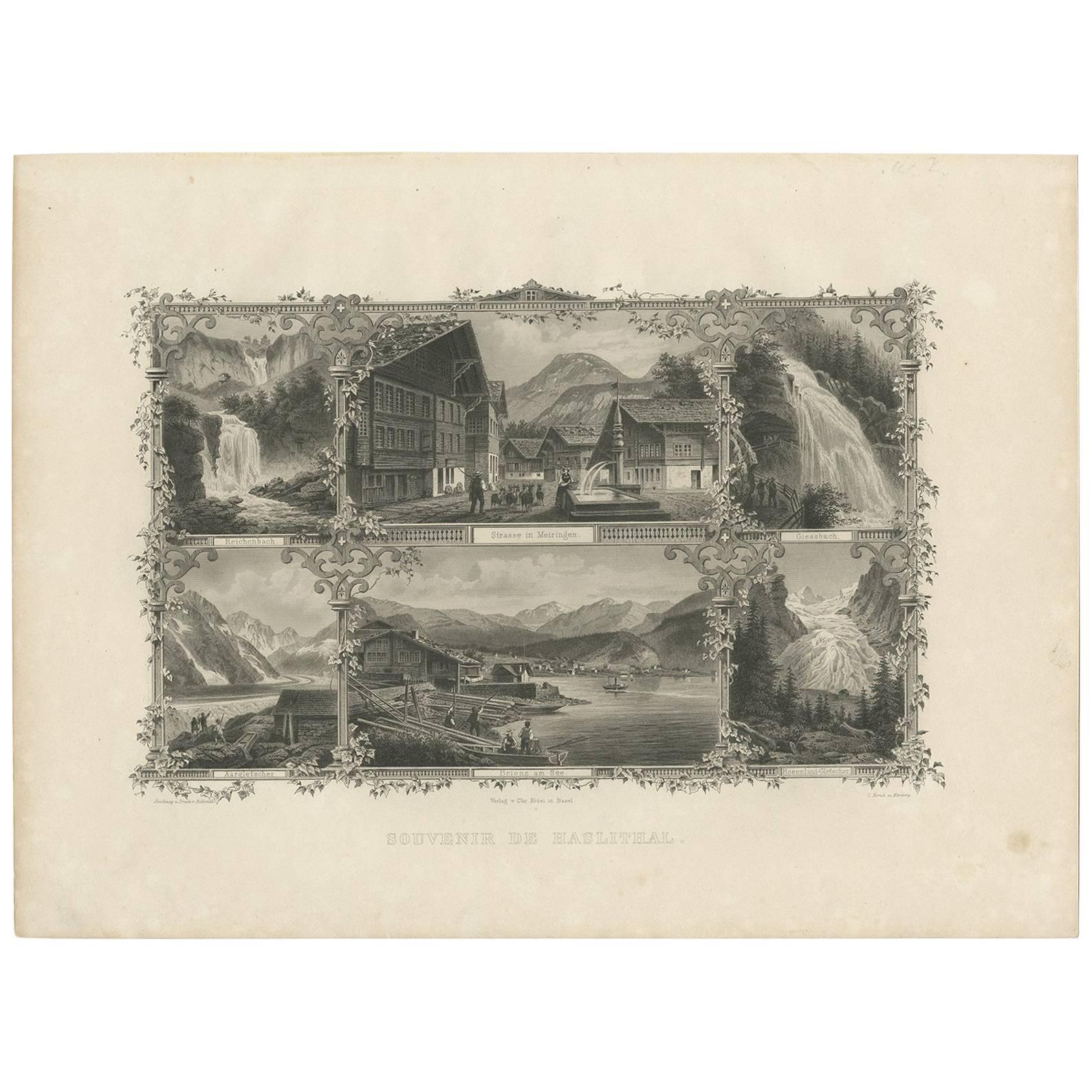Impression ancienne de l'atelier Haslital "Switzerland" par C. Rorich, 1876