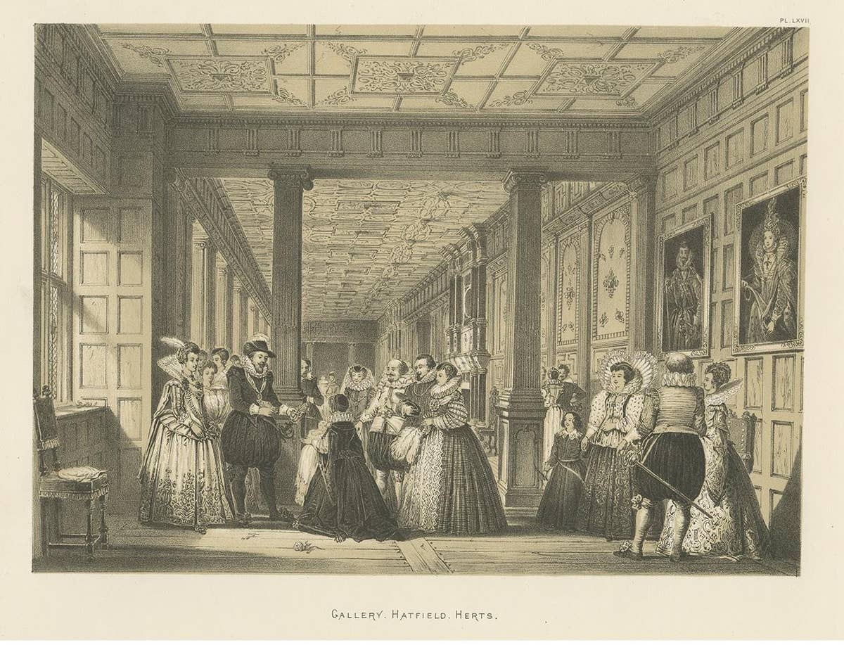 Antique Print of Hatfield House by Nash, 'circa 1870'