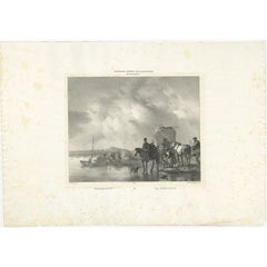 Antique Print of Haymaking Made After Wouwerman, C.1828