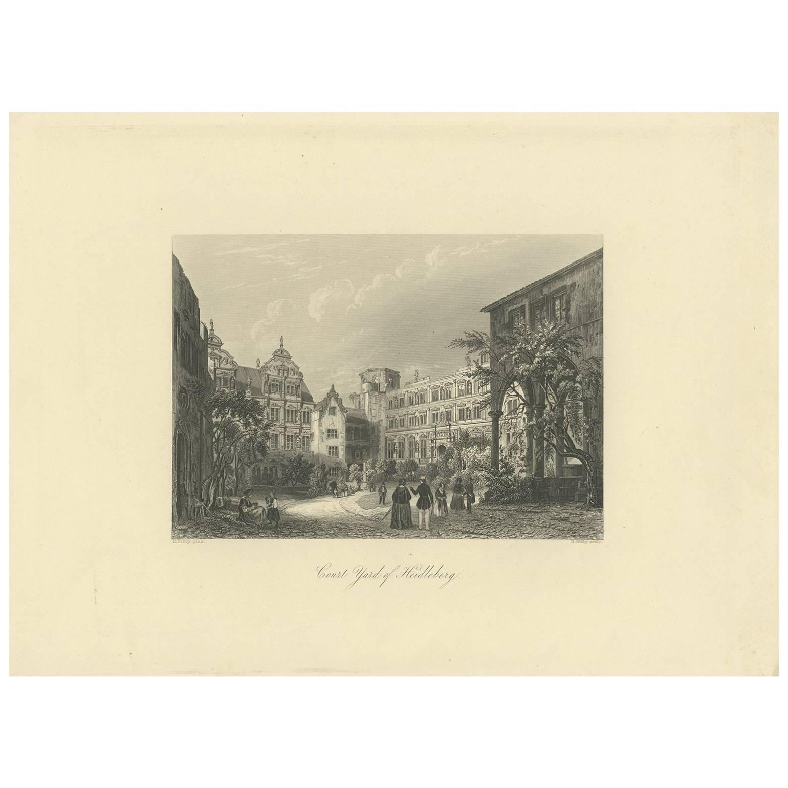 Antique Print of Heidelberg 'Germany' by H. Bibby, circa 1875