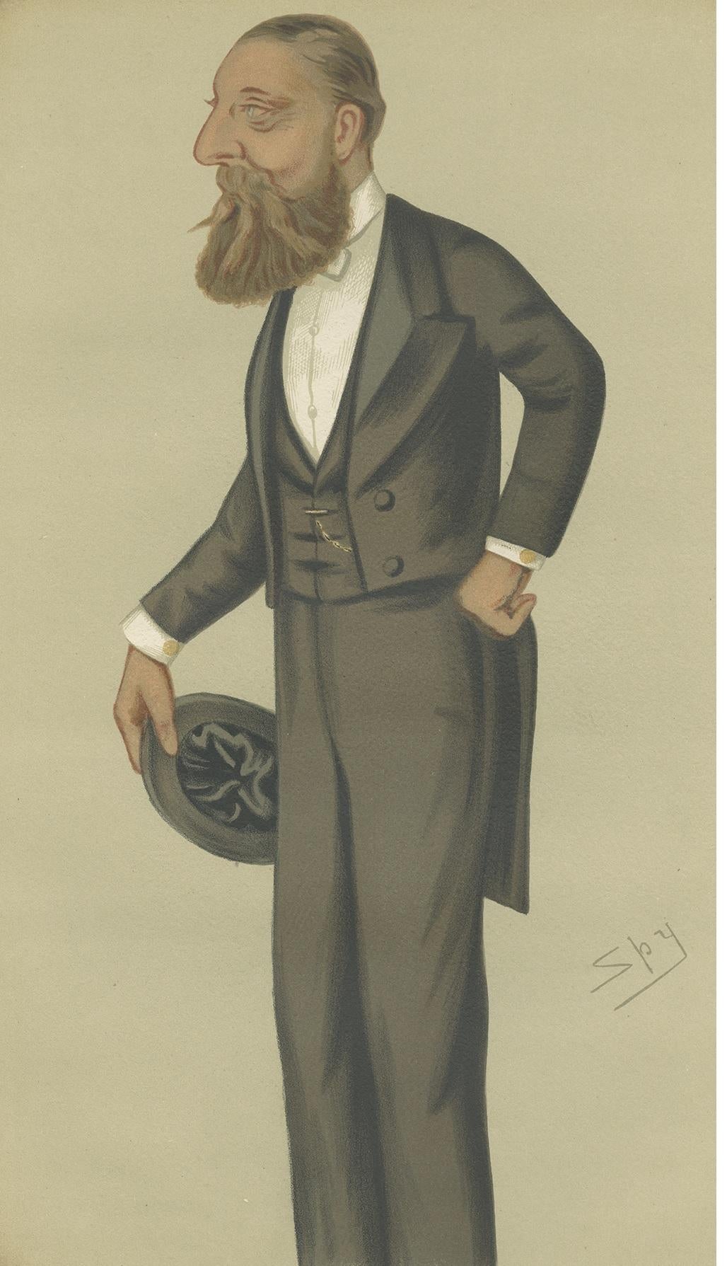 Antique Print of Henry Arthur Herbert Published in the Vanity Fair, 1876 In Good Condition For Sale In Langweer, NL