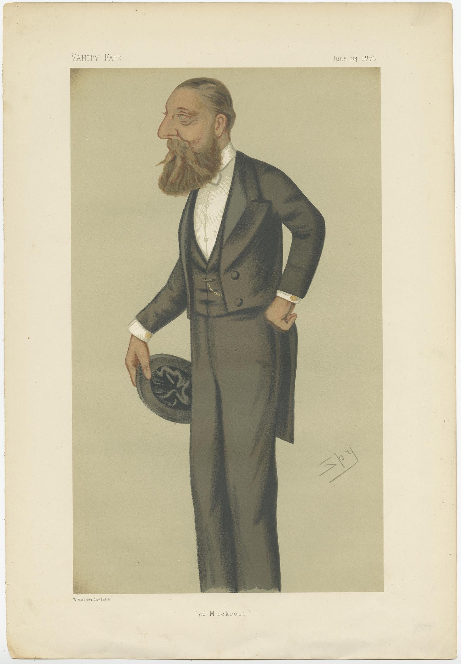 19th Century Antique Print of Henry Arthur Herbert Published in the Vanity Fair, 1876 For Sale