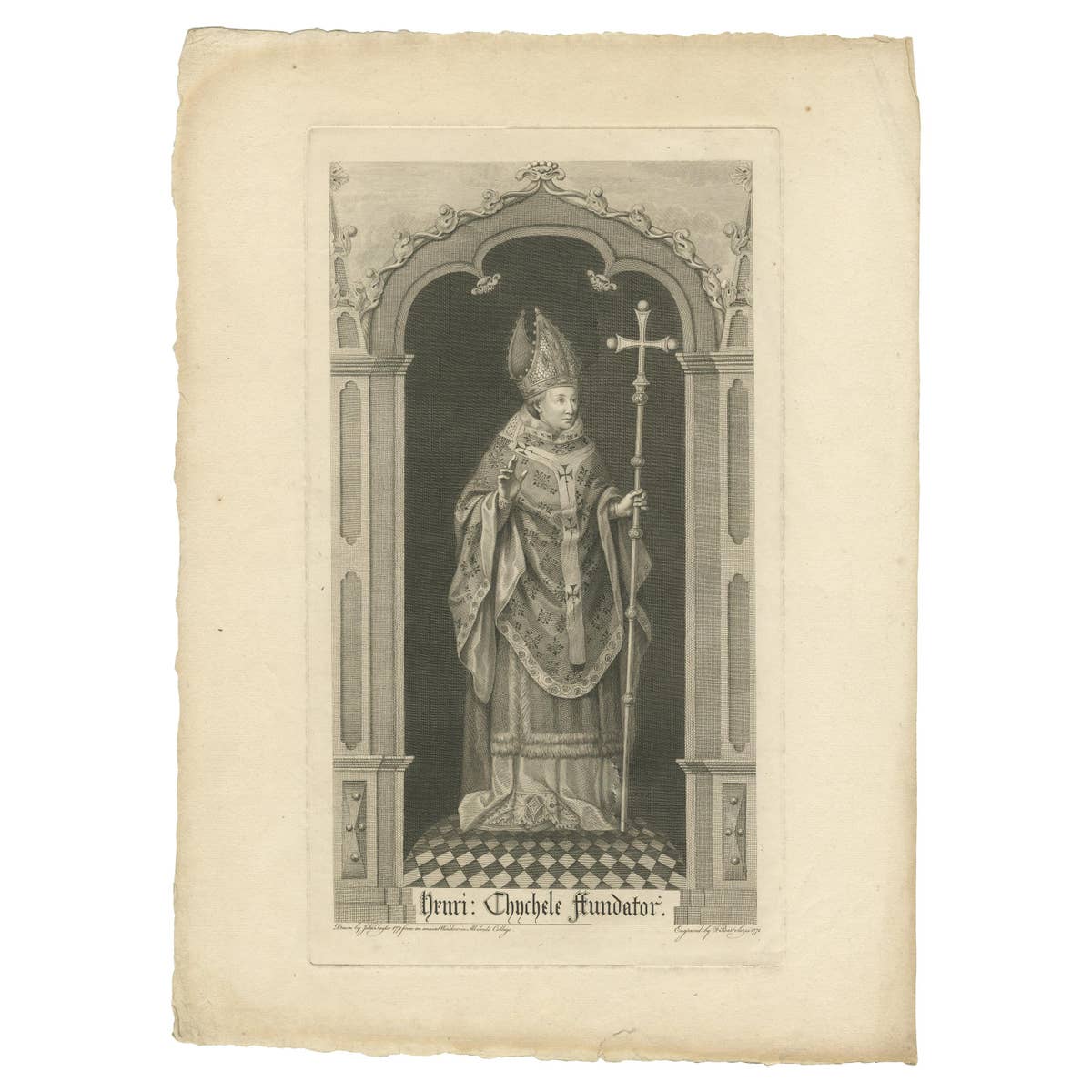 Antique Print of Henry Chichele After a Window at All Souls College '1772'