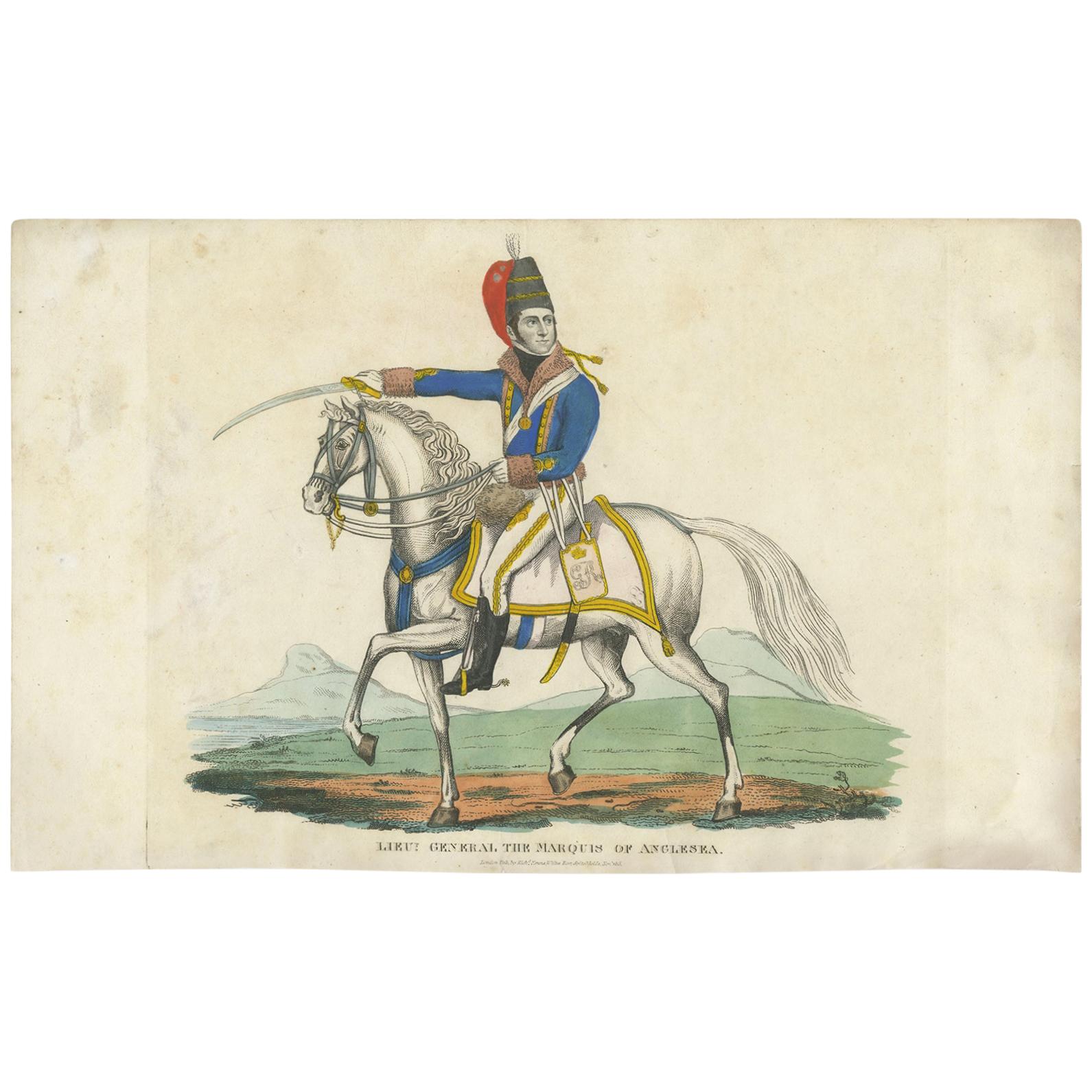 Impression ancienne d'Henry William Paget, 1er marquis d'Anglesey, par Evans '1815' en vente