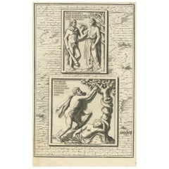 Antiker Druck von Herkules im Garten der Hesperiden von Volckamer, um 1710