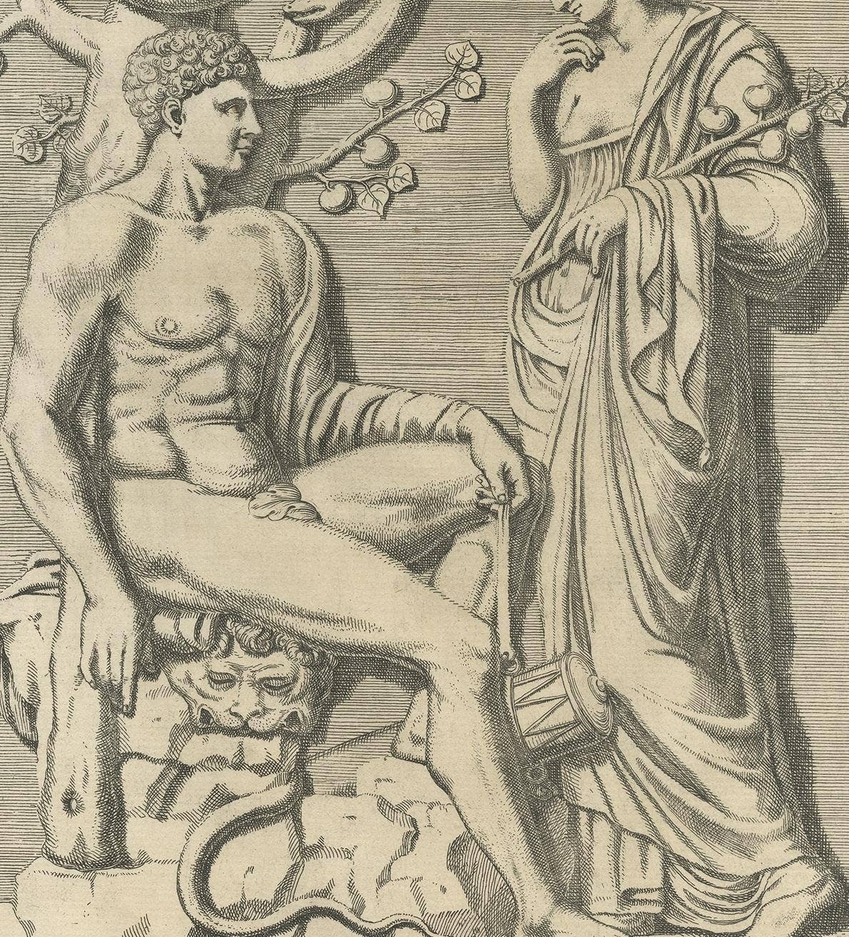 Antique Print of Hercules in the Garden of the Hesperides by Ferrari, 1646