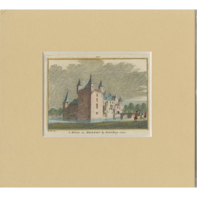 Antique Print of Hernen Castle, Batenburg, the Netherlands