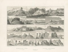 Antique Print of Hills on the Upper Missouri Made after Bodmer, circa 1840