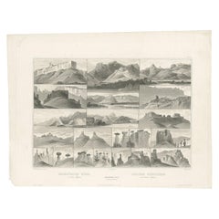 Grabado antiguo de Colinas del Alto Missouri, según Bodmer, hacia 1840