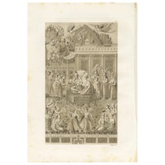 Grabado Antiguo de Dioses Hindúes por Ferrario '1831