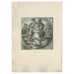 Antiker antiker Druck der „Holy Family“ nach Michelangelo, um 1890