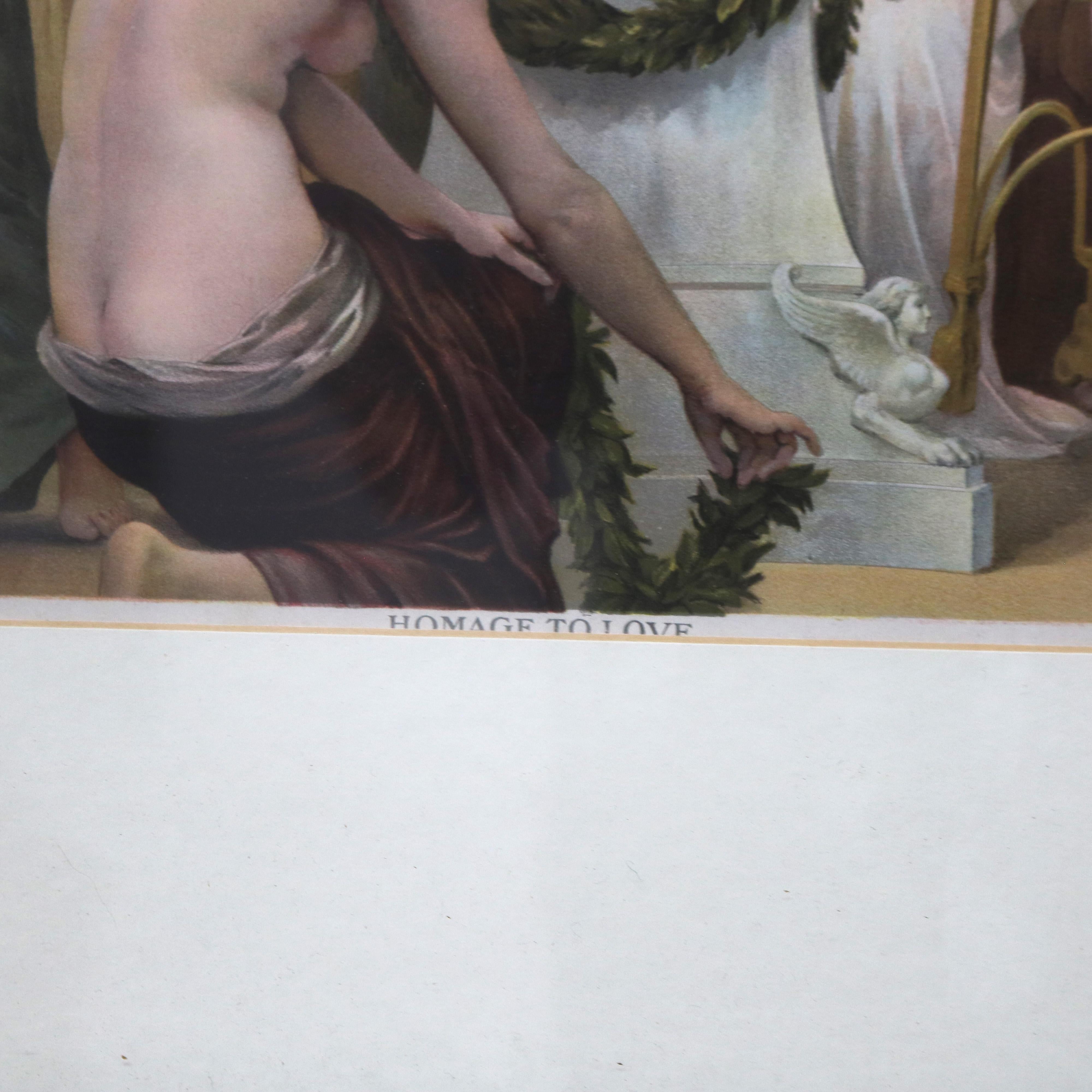 Impression ancienne d'un hommage à l'amour par W. Boughereau, vers 1900 en vente 1