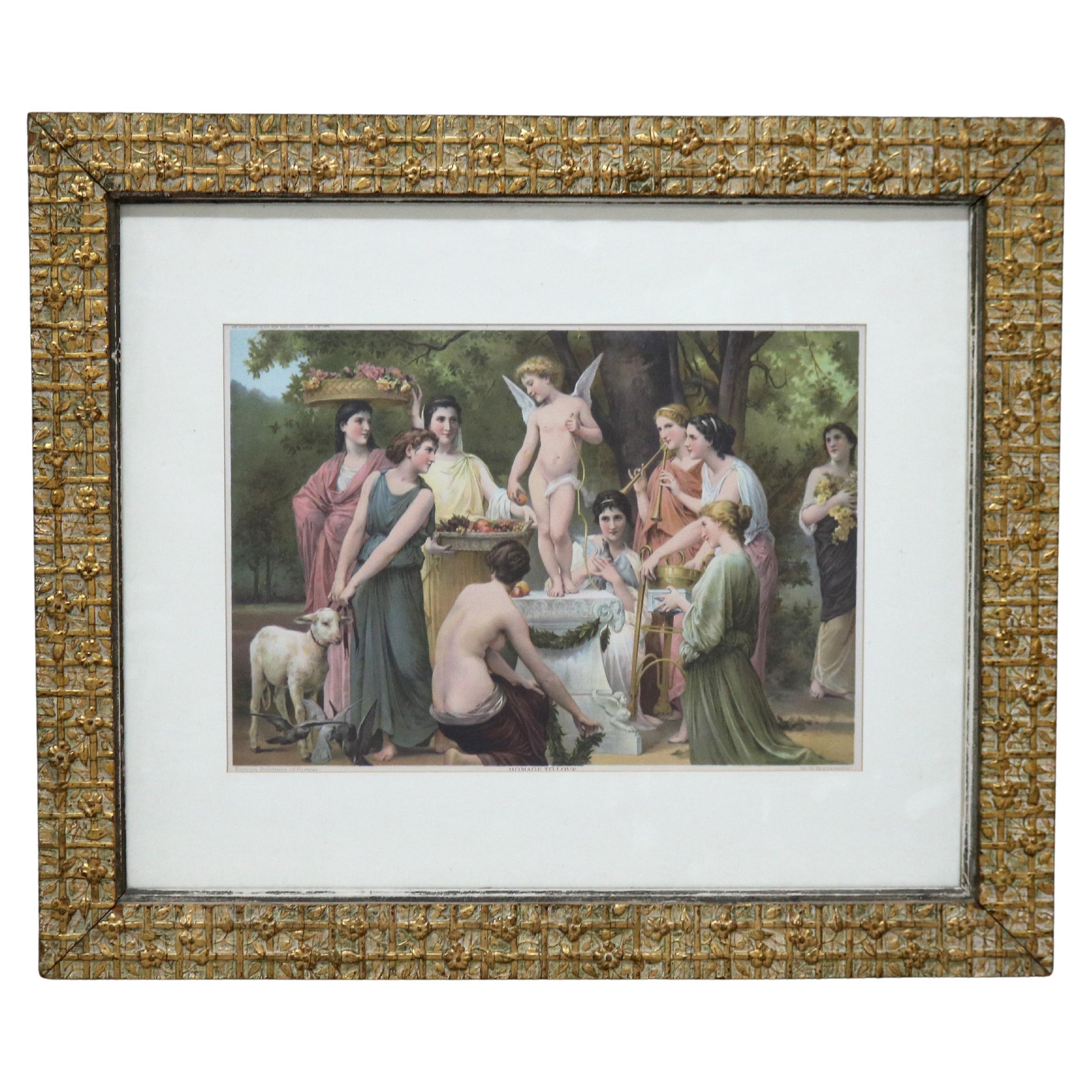 Antiker Druck des Hommages an die Liebe von W. Boughereau, um 1900