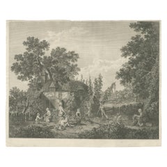 Used Print of Hop Pickers by Vivares, c.1760