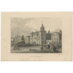 Antique Print of Horse Guards, Westminster, London, c.1840