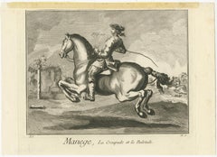 Antique Print of Horse Riding, Ballotade