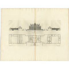 Antique Print of Horseheath Hall in Cambridgeshire, England, 1725