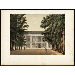 Stampa antica dell'Hotel Du Pavillon, Giava, Indonesia, 1888