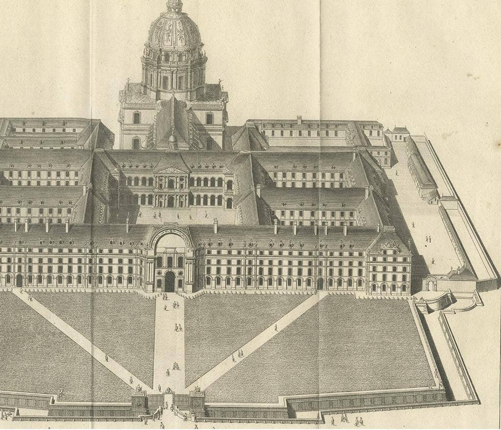 Antique Print of Hôtel National des Invalides, 'circa 1760'