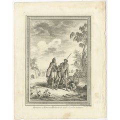 Antique Print of Hottentots in South Africa, C.1750