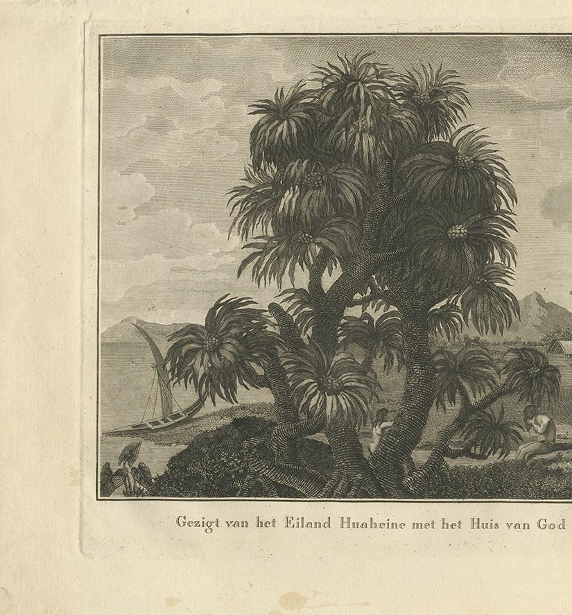 Dutch Antique Print of Huaheine by Cook, 1803 For Sale