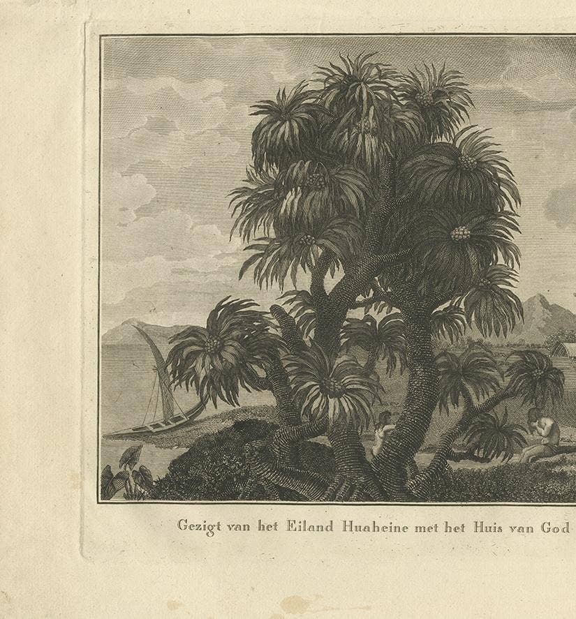 Antique Print of Huaheine by Cook, 1803