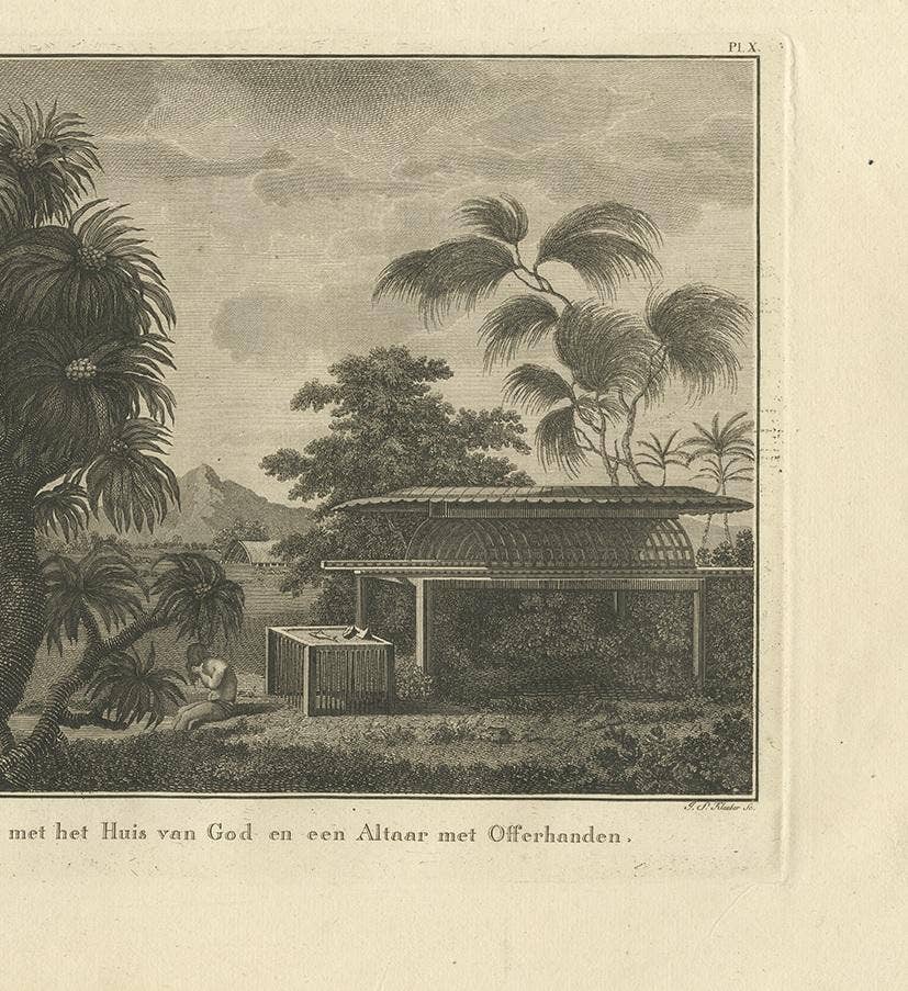 Antique Print of Huaheine by Cook, 1803