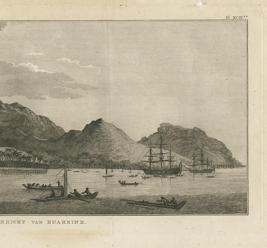 Impression ancienne de Huaheine II par Cook, 1803 Bon état - En vente à Langweer, NL