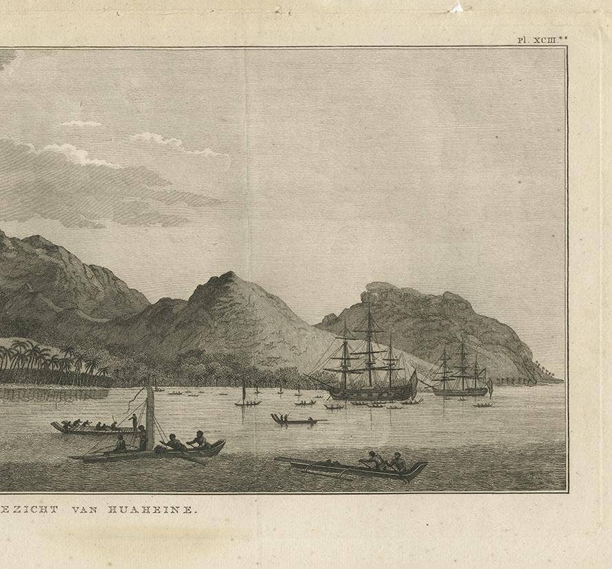 Antique Print of Huaheine II by Cook, 1803
