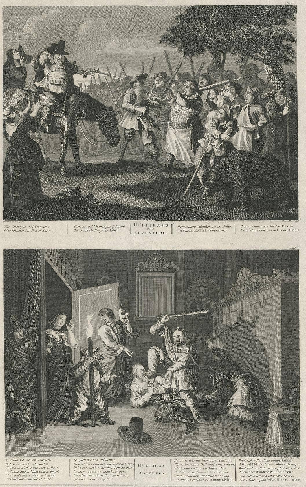 Antique print of Hudibras by T. Cook, circa 1810