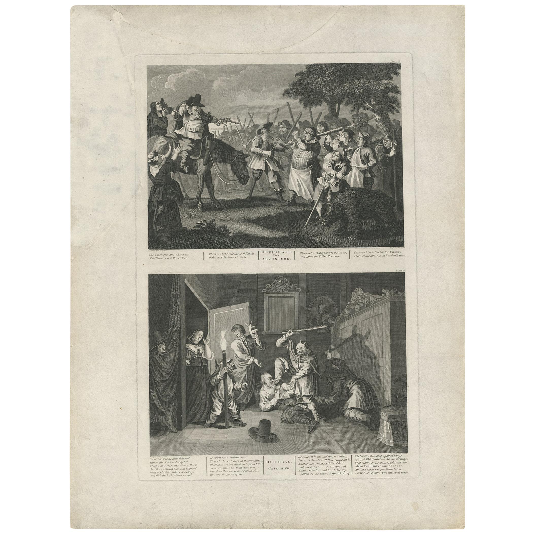Antiker Druck von Hudibras von T. Cook, um 1810
