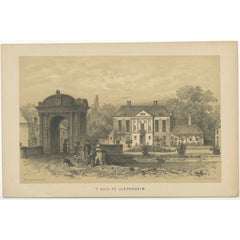 Antique Print of Huis Diepenheim Castle Near Deventer in Holland, 1875