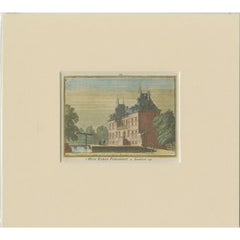 Antique Print of 'Huis Klein Poelgeest' a Castle in Ridderkerk, Holland, c.1750