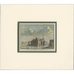Antique Print of 'Huis Marquette', a Castle in Holland, c.1750